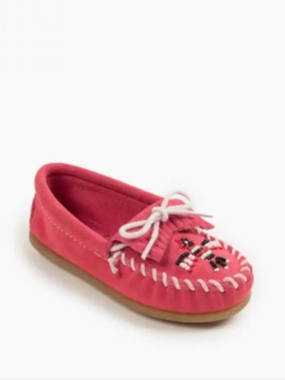 NWT Minnetonka Girls Vintage Hot Pink Thunderbird Moccasins